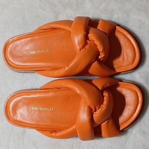 The Odells Puffy Woven Leather Orange  Sandals Size 41